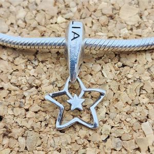 925 STERLING SILVER DOUBLE STAR CHARM FOR PANDORA BRACELETS BY CHAMILIA